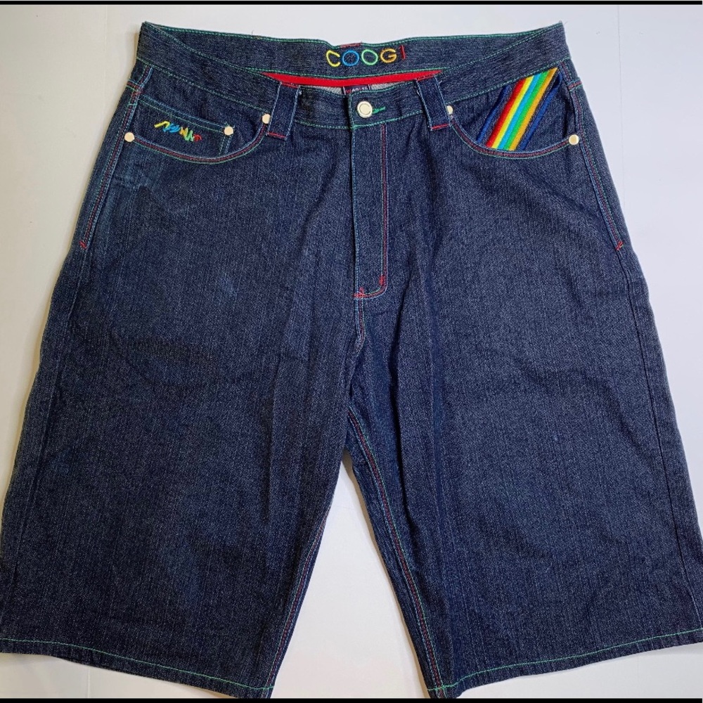 COOGI vintage jean shorts with colorful pocket art